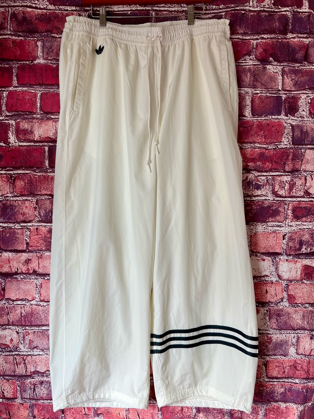 Adidas Originals Off-White Wide Leg 3-Stripe Track Pants Size 2XL